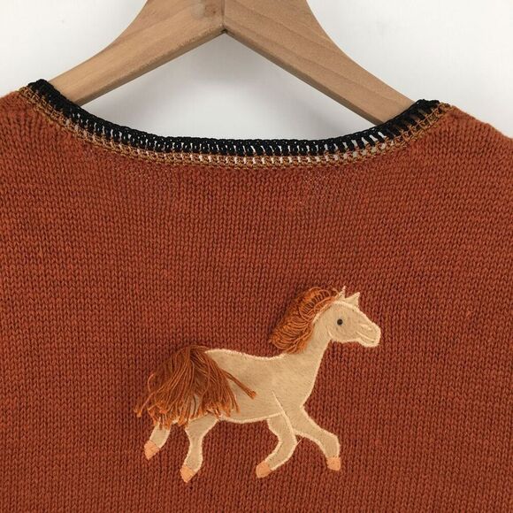 Lisa International Sweater Vest Womens Medium Brown Equestrian Horse Knit NWT #G - Picture 7 of 8